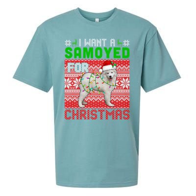 I Want A Samoyed For Christmas Santa Dog Lover Owner Cool Gift Sueded Cloud Jersey T-Shirt