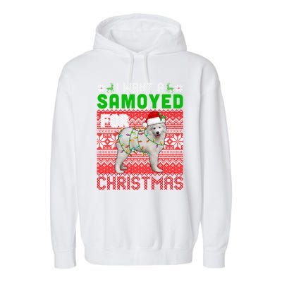 I Want A Samoyed For Christmas Santa Dog Lover Owner Cool Gift Garment-Dyed Fleece Hoodie