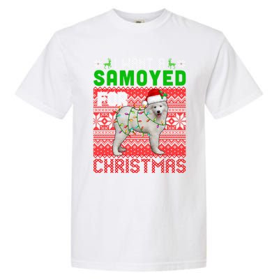 I Want A Samoyed For Christmas Santa Dog Lover Owner Cool Gift Garment-Dyed Heavyweight T-Shirt