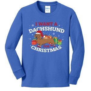 I Want A Dachshund For Christmas Gift Kids Long Sleeve Shirt