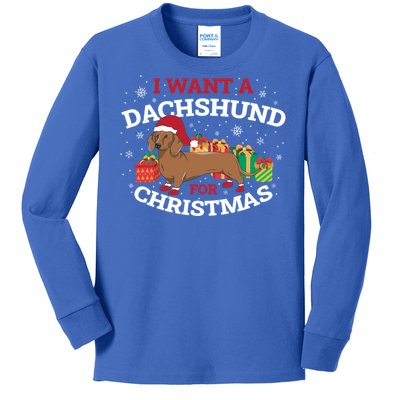 I Want A Dachshund For Christmas Gift Kids Long Sleeve Shirt