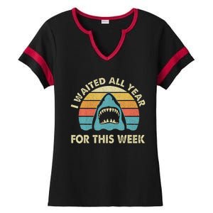 I Waited All Year For This Week Shark Lover Ocean Wildlife Ladies Halftime Notch Neck Tee