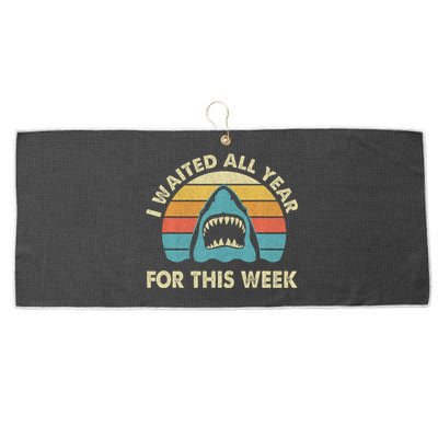 I Waited All Year For This Week Shark Lover Ocean Wildlife Large Microfiber Waffle Golf Towel