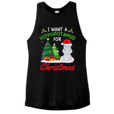 I Want A Hippopotamus For Christmas For Xmas Hippo Gift Ladies PosiCharge Tri-Blend Wicking Tank