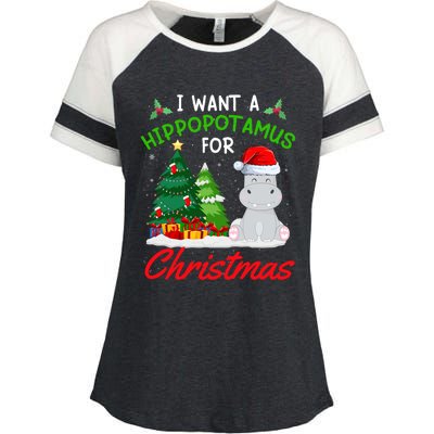 I Want A Hippopotamus For Christmas For Xmas Hippo Gift Enza Ladies Jersey Colorblock Tee