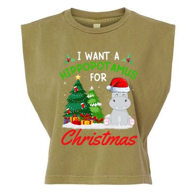 I Want A Hippopotamus For Christmas For Xmas Hippo Gift Garment-Dyed Women's Muscle Tee