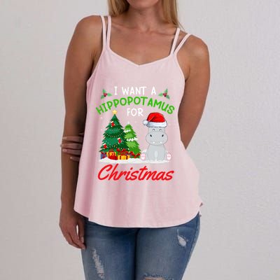 I Want A Hippopotamus For Christmas For Xmas Hippo Gift Women's Strappy Tank