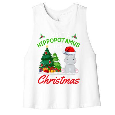 I Want A Hippopotamus For Christmas For Xmas Hippo Gift Women's Racerback Cropped Tank