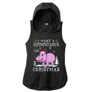 I Want A Hippopotamus For Christmas Xmas Hippo Ladies PosiCharge Tri-Blend Wicking Draft Hoodie Tank