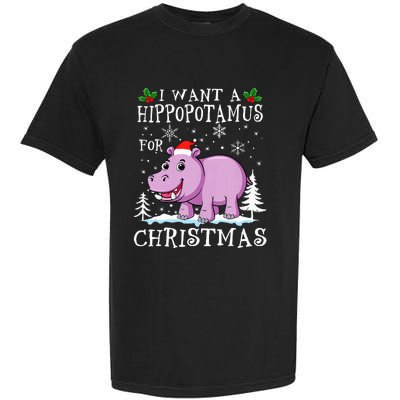 I Want A Hippopotamus For Christmas Xmas Hippo Garment-Dyed Heavyweight T-Shirt