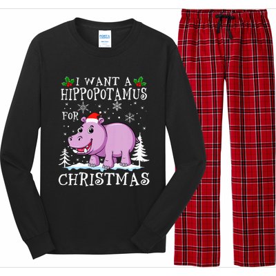 I Want A Hippopotamus For Christmas Xmas Hippo Long Sleeve Pajama Set