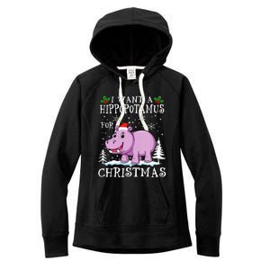 I Want A Hippopotamus For Christmas Xmas Hippo Women's Fleece Hoodie