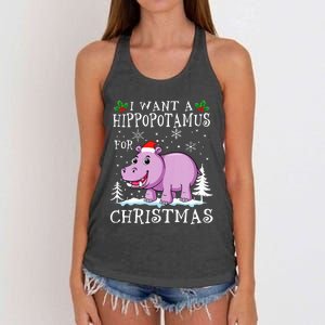 I Want A Hippopotamus For Christmas Xmas Hippo Women's Knotted Racerback Tank