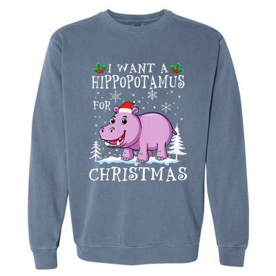 I Want A Hippopotamus For Christmas Xmas Hippo Garment-Dyed Sweatshirt