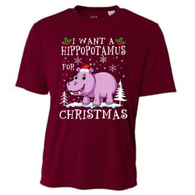 I Want A Hippopotamus For Christmas Xmas Hippo Cooling Performance Crew T-Shirt