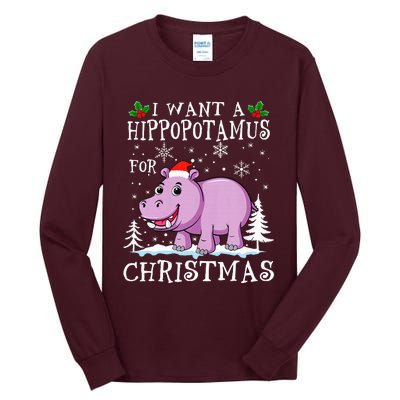 I Want A Hippopotamus For Christmas Xmas Hippo Tall Long Sleeve T-Shirt