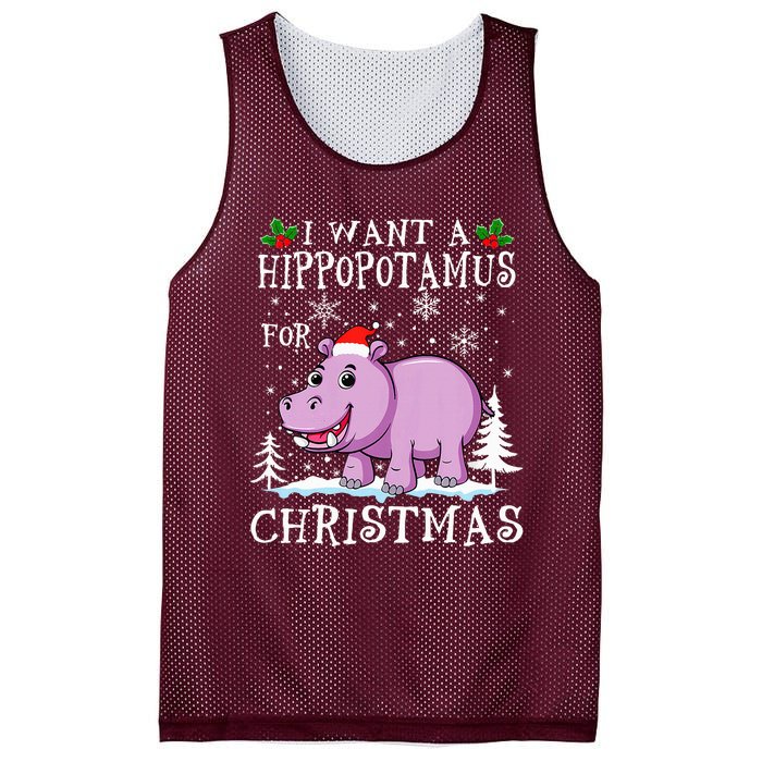 I Want A Hippopotamus For Christmas Xmas Hippo Mesh Reversible Basketball Jersey Tank