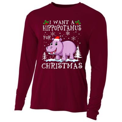 I Want A Hippopotamus For Christmas Xmas Hippo Cooling Performance Long Sleeve Crew