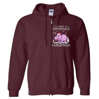 I Want A Hippopotamus For Christmas Xmas Hippo Full Zip Hoodie