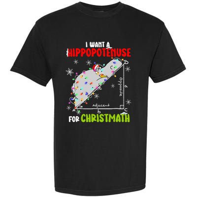 I Want A Hippopotamus For Christmas Xmas Hippo Math Teacher Garment-Dyed Heavyweight T-Shirt