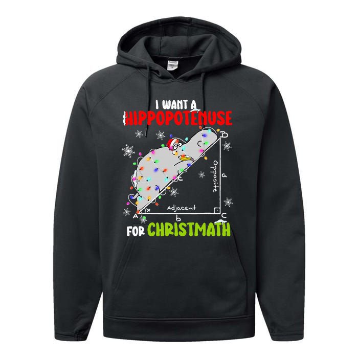 I Want A Hippopotamus For Christmas Xmas Hippo Math Teacher Performance Fleece Hoodie