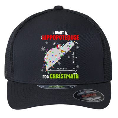 I Want A Hippopotamus For Christmas Xmas Hippo Math Teacher Flexfit Unipanel Trucker Cap