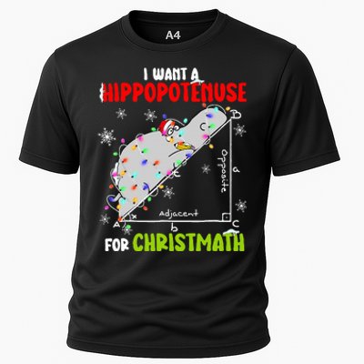 I Want A Hippopotamus For Christmas Xmas Hippo Math Teacher Cooling Performance Crew T-Shirt