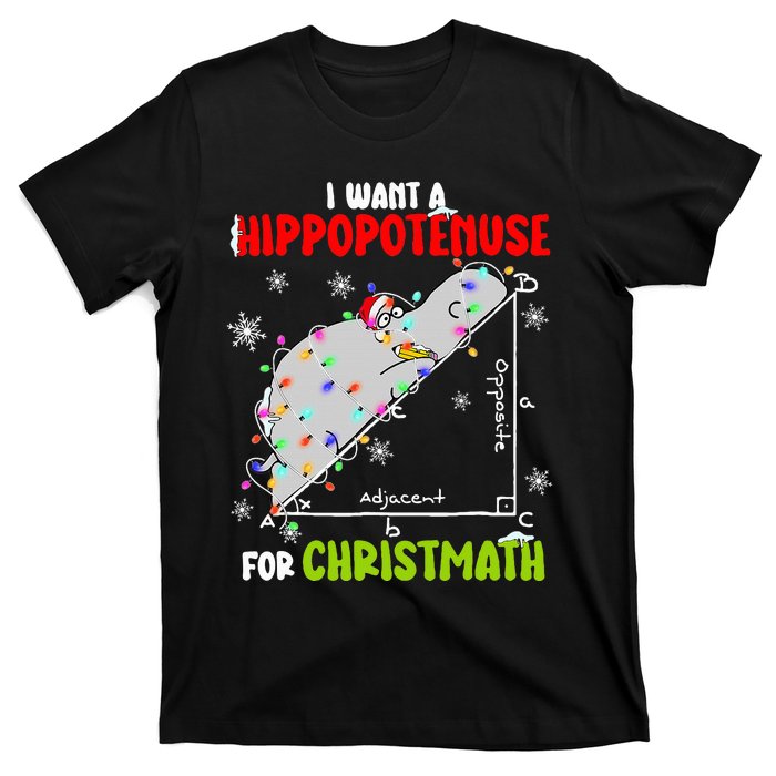 I Want A Hippopotamus For Christmas Xmas Hippo Math Teacher T-Shirt