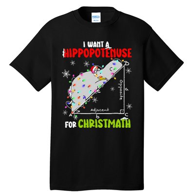 I Want A Hippopotamus For Christmas Xmas Hippo Math Teacher Tall T-Shirt