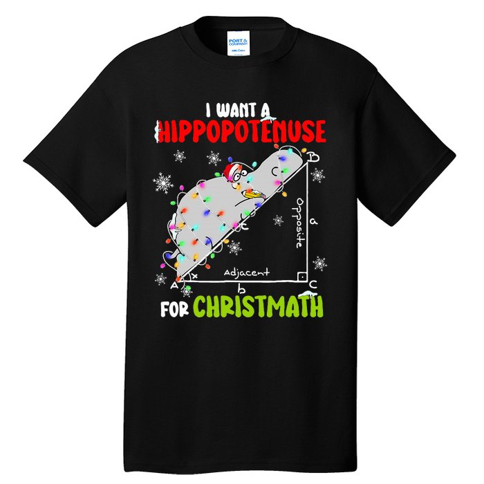 I Want A Hippopotamus For Christmas Xmas Hippo Math Teacher Tall T-Shirt