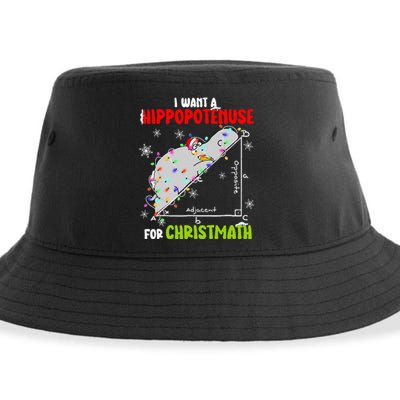 I Want A Hippopotamus For Christmas Xmas Hippo Math Teacher Sustainable Bucket Hat