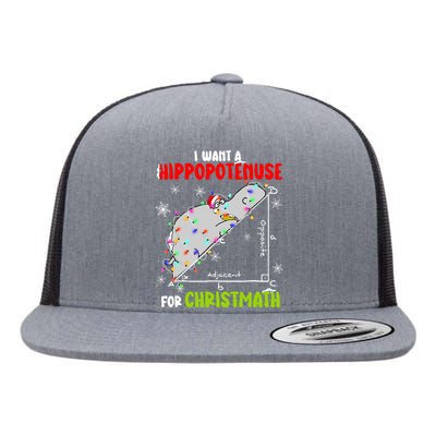 I Want A Hippopotamus For Christmas Xmas Hippo Math Teacher Flat Bill Trucker Hat