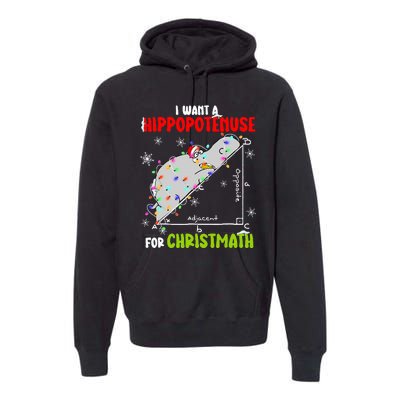 I Want A Hippopotamus For Christmas Xmas Hippo Math Teacher Premium Hoodie