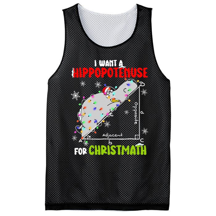 I Want A Hippopotamus For Christmas Xmas Hippo Math Teacher Mesh Reversible Basketball Jersey Tank