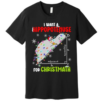 I Want A Hippopotamus For Christmas Xmas Hippo Math Teacher Premium T-Shirt