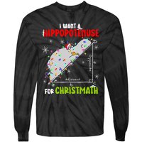 I Want A Hippopotamus For Christmas Xmas Hippo Math Teacher Tie-Dye Long Sleeve Shirt