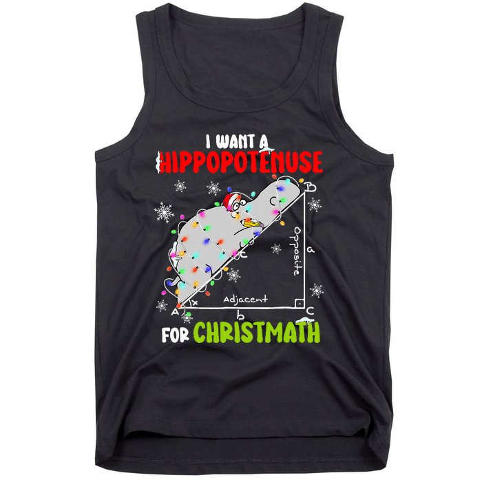 I Want A Hippopotamus For Christmas Xmas Hippo Math Teacher Tank Top