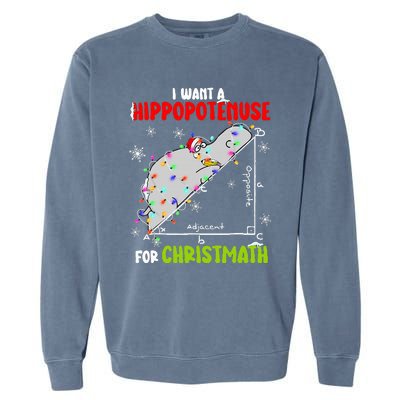 I Want A Hippopotamus For Christmas Xmas Hippo Math Teacher Garment-Dyed Sweatshirt