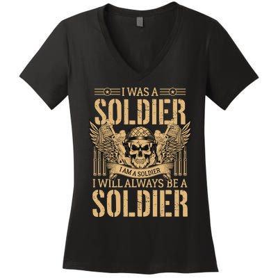 I Was A Solder Veteran T Women's V-Neck T-Shirt