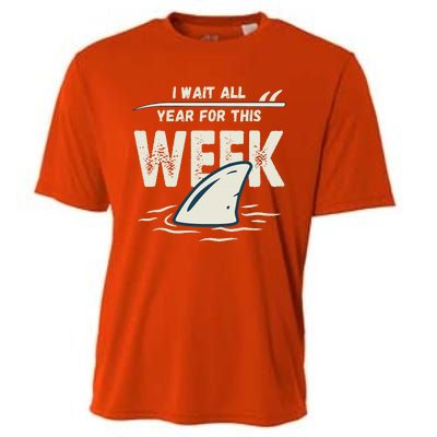 I Wait All Year For This Week Funny Shark Cooling Performance Crew T-Shirt