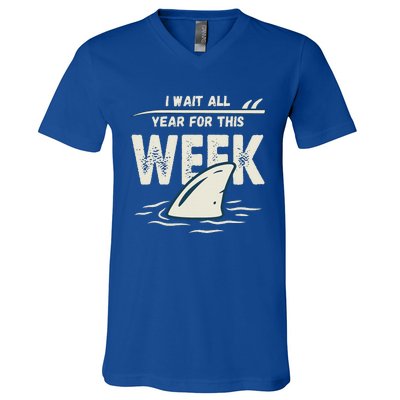 I Wait All Year For This Week Funny Shark V-Neck T-Shirt