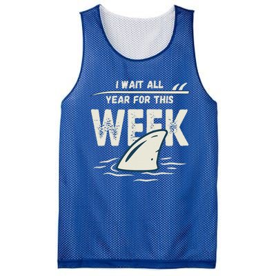 I Wait All Year For This Week Funny Shark Mesh Reversible Basketball Jersey Tank