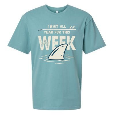 I Wait All Year For This Week Funny Shark Sueded Cloud Jersey T-Shirt