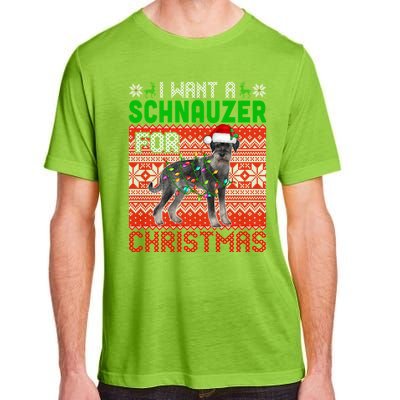 I Want A Schnauzer For Christmas Santa Dog Lover Owner Meaningful Gift Adult ChromaSoft Performance T-Shirt