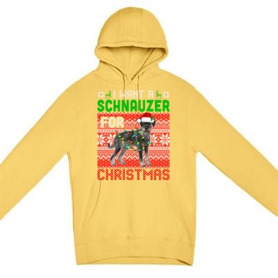 I Want A Schnauzer For Christmas Santa Dog Lover Owner Meaningful Gift Premium Pullover Hoodie