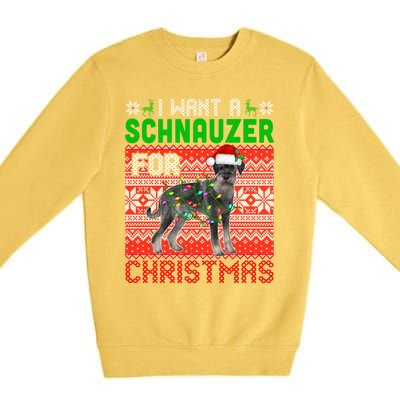 I Want A Schnauzer For Christmas Santa Dog Lover Owner Meaningful Gift Premium Crewneck Sweatshirt