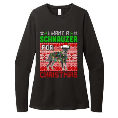 I Want A Schnauzer For Christmas Santa Dog Lover Owner Meaningful Gift Womens CVC Long Sleeve Shirt