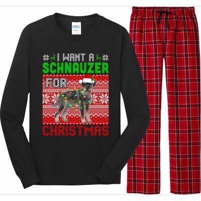 I Want A Schnauzer For Christmas Santa Dog Lover Owner Meaningful Gift Long Sleeve Pajama Set