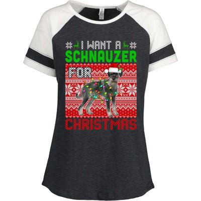 I Want A Schnauzer For Christmas Santa Dog Lover Owner Meaningful Gift Enza Ladies Jersey Colorblock Tee