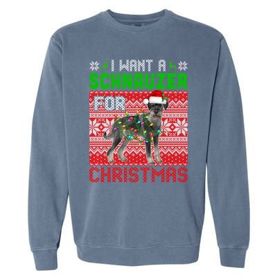 I Want A Schnauzer For Christmas Santa Dog Lover Owner Meaningful Gift Garment-Dyed Sweatshirt